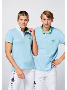 Polo Sylt Koszulka polo w kolorze błękitnym rozmiar: L. Niebieskie bluzki Polo Sylt, l, bez wzorów, bez kołnierzyka, bez ramiączek. Za 105,38 zł.