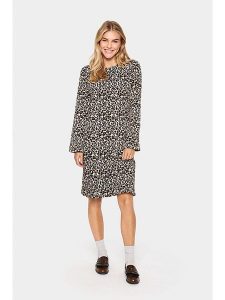 SAINT TROPEZ Sukienka "Ilyssa" w kolorze jasnobrązowo-czarno-beżowym rozmiar: XS. Brązowe sukienki Saint Tropez, xs, bez wzorów, bez kołnierzyka, bez ramiączek, mini, rozkloszowane. Za 104,99 zł.