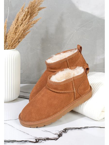 Gooce Skórzane botki zimowe "Mindy" w kolorze jasnobrązowym rozmiar: 36. Brązowe botki Gooce, na zimę, bez wzorów, ze skóry, bez obcasa, bez zapięcia. Za 180,49 zł.