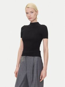 HUGO Sweter Sarphapilk 50542598 Czarny Slim Fit. Czarne swetry klasyczne Hugo, l, z wiskozy, bez kołnierzyka. Za 409,99 zł.