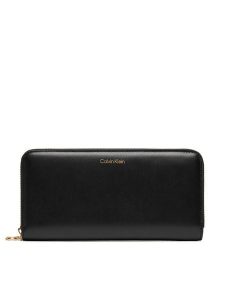 Calvin Klein Portfel Ck Large Zip Around LV04F1093G Czarny. Czarne portfele Calvin Klein, bez wzorów, ze skóry. Za 259,99 zł.