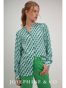 Josephine & Co Bluzka "Sigrid" w kolorze zielonym rozmiar: 34. Zielone bluzki Josephine & Co, bez wzorów, z wiskozy, bez kołnierzyka, bez ramiączek. Za 144,92 zł.