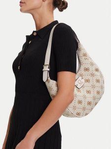 Guess Torebka Neda HWCP96 54020 Beżowy. Brązowe torebki klasyczne Guess, z aplikacjami, z materiału, bez dodatków. Za 329,99 zł.