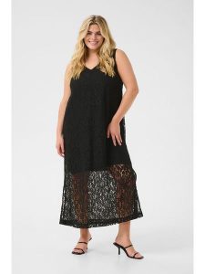 KAFFE curve Sukienka "Clorani" w kolorze czarnym rozmiar: 48. Czarne sukienki KAFFE curve, bez wzorów, z koronki, bez kołnierzyka, bez ramiączek, maxi. Za 160,45 zł.