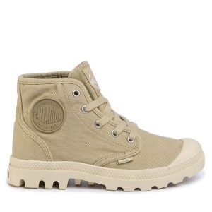 Trapery Palladium. Brązowe buty zimowe Palladium, bez obcasa, bez zapięcia. Za 299,99 zł.