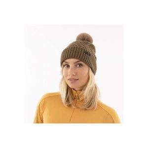 Czapka z pomponem ANKY. Brązowe czapki ANKY, bez wzorów, z materiału, eleganckie. Za 140,50 zł.