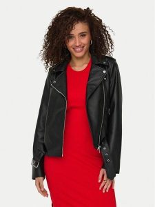 ONLY Kurtka z imitacji skóry Mille 15357332 Czarny Slim Fit. Czarne kurtki ONLY, xl, bez wzorów, ze skóry, bez kaptura. Za 259,99 zł.