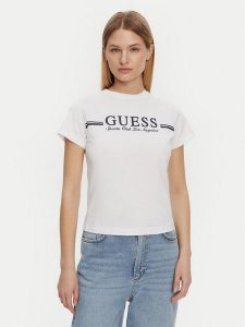 Guess T-Shirt V5GI03 I3Z14 Biały Regular Fit. Białe t-shirty Guess, xl, z aplikacjami, z bawełny, bez kołnierzyka, bez ramiączek. Za 89,99 zł.