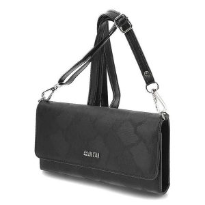 Czarny Elegancki Portfel Damski Big Star. Czarne portfele Big Star Accessories, z aplikacjami, ze skóry ekologicznej. Za 129,00 zł.