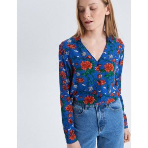 Koszula w kwiaty - Niebieski. Koszule marki Cropp. W wyprzedaży za 39,99 zł.