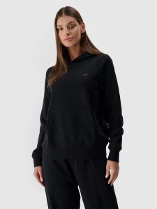 4F Bluza dresowa nierozpinana z kapturem damska - czarna XXL. Czarne bluzy 4f, xs, bez wzorów, z bawełny, z kapturem. Za 149,99 zł.
