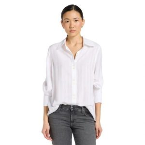 DAMSKA KOSZULA LEE BALLOON SLEEVE SHIRT BRIGHT WHITE 112371015. Białe koszule Lee, s, bez wzorów, bez kołnierzyka, bez ramiączek. Za 169,99 zł.