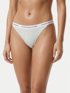 Tommy Hilfiger Stringi UW0UW06228 Szary. Szare stringi TOMMY HILFIGER, bez wzorów, z bawełny. Za 69,99 zł.