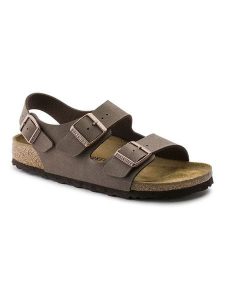 Birkenstock Skórzane sandały "Milano" w kolorze brązowym rozmiar: 43. Brązowe sandały Birkenstock, bez wzorów, z otwartym noskiem, bez obcasa, bez zapięcia. Za 386,53 zł.