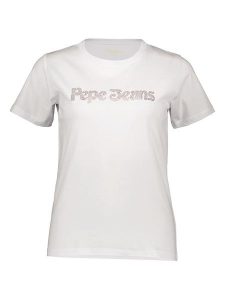 Pepe Jeans Koszulka w kolorze białym rozmiar: M. Białe bluzki Pepe Jeans, m, bez wzorów, z bawełny, bez kołnierzyka, bez ramiączek. Za 76,95 zł.
