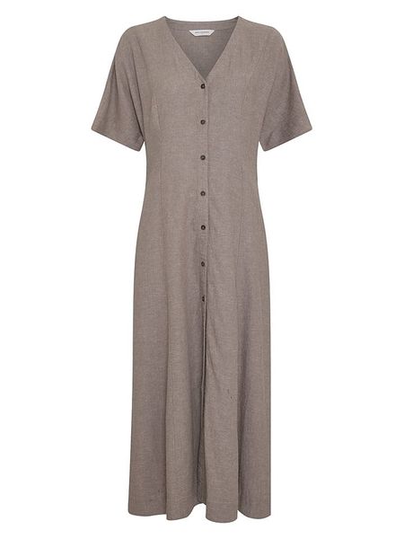 MOSS COPENHAGEN Sukienka "Viana" w kolorze szarobrązowym rozmiar: M. Brązowe sukienki Moss Copenhagen, m, bez wzorów, bez kołnierzyka, bez ramiączek, midi. Za 257,14 zł.