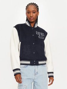 Tommy Jeans Kurtka bomber Letterman DW0DW18845 Granatowy Regular Fit. Niebieskie kurtki Tommy Jeans, l, bez wzorów, z jeansu, bez kaptura. Za 599,99 zł.