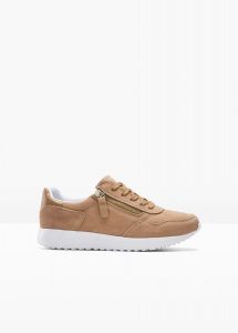 Sneakersy skórzane. Brązowe buty sportowe bonprix, bez wzorów, ze skóry, bez zapięcia. Za 147,99 zł.
