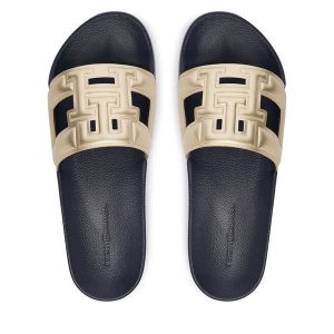 Klapki Tommy Hilfiger. Żółte klapki TOMMY HILFIGER, bez wzorów, bez obcasa. Za 189,99 zł.