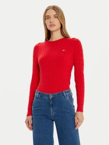 Gant Sweter 4800100 Czerwony Slim Fit. Czerwone swetry klasyczne GANT, xs, z bawełny, bez kołnierzyka. Za 309,99 zł.