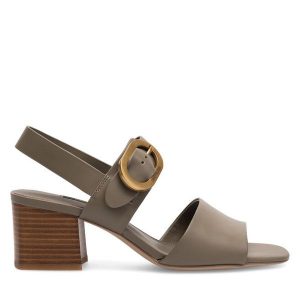 Sandały GINO ROSSI. Brązowe sandały Gino Rossi, bez wzorów, bez obcasa, na słupku, bez zapięcia. Za 249,99 zł.