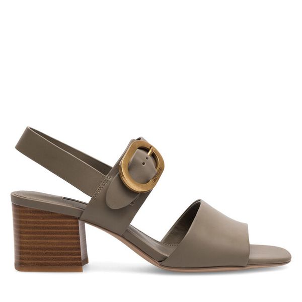 Sandały GINO ROSSI. Brązowe sandały Gino Rossi, bez wzorów, bez obcasa, na słupku, bez zapięcia. Za 249,99 zł.