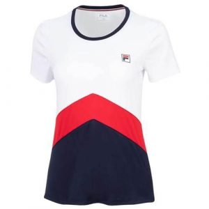 Koszulka treningowa damska Fila Aurelia. Niebieskie bluzki Fila, m, bez wzorów, z poliesteru, sportowe, bez kołnierzyka, bez ramiączek. Za 248,00 zł.