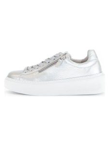 Gabor Skórzane sneakersy w kolorze srebrnym rozmiar: 41. Szare trampki Gabor, bez wzorów, ze skóry, bez zapięcia. Za 258,52 zł.