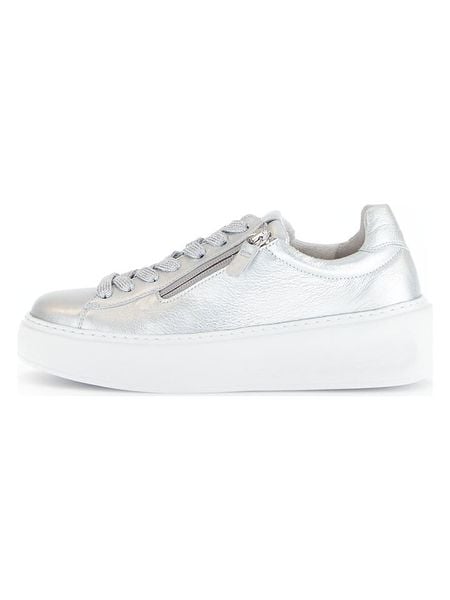 Gabor Skórzane sneakersy w kolorze srebrnym rozmiar: 41. Szare trampki Gabor, bez wzorów, ze skóry, bez zapięcia. Za 258,52 zł.