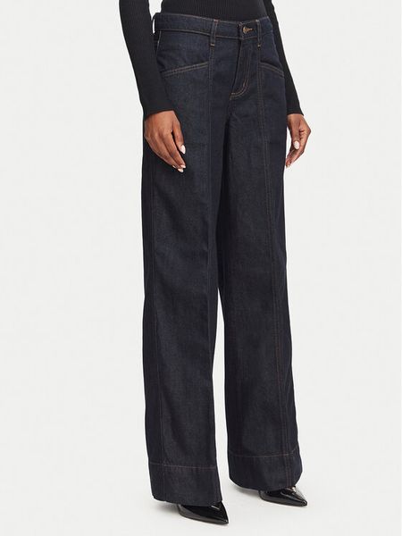 Guess Jeans Jeansy W6YA05 D1179 Granatowy Wide Leg. Niebieskie jeansy Guess Jeans, z aplikacjami, z bawełny. Za 431,99 zł.