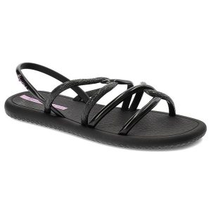 Czarne Sandały Ipanema Modne Wsuwane Obuwie Damskie. Czarne sandały Ipanema, bez wzorów, z materiału, bez obcasa, bez zapięcia. Za 79,99 zł.
