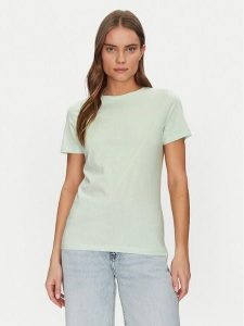 Guess T-Shirt V2YI07 K8HM0 Zielony Regular Fit. Zielone t-shirty Guess, xs, z aplikacjami, z bawełny, bez kołnierzyka, bez ramiączek. Za 99,99 zł.