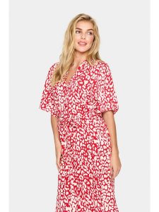 SAINT TROPEZ Sukienka "Zazia" w kolorze czerwono-białym rozmiar: M. Białe sukienki Saint Tropez, na co dzień, m, bez wzorów, z tkaniny, klasyczne, bez kołnierzyka, bez ramiączek, maxi, proste. Za 147,45 zł.