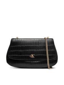Calvin Klein Torebka Ck Croc Conv Chain Medium Bag LV04F3284G Czarny. Czarne torebki wieczorowe Calvin Klein, bez wzorów, ze skóry, bez dodatków. Za 559,99 zł.