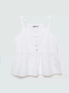 Top damski bawełniany haftowany biały Balbina 100. Białe topy Big Star, l, z aplikacjami, z bawełny, eleganckie, bez kołnierzyka, bez ramiączek. Za 159,99 zł.