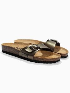 BACKSUN Skórzane klapki "Paris" w kolorze jasnobrązowym rozmiar: 41. Brązowe klapki Backsun, bez wzorów, z materiału, z otwartym noskiem, bez obcasa. Za 117,99 zł.