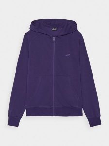 4F Bluza dresowa rozpinana z kapturem damska - granatowa M. Niebieskie bluzy 4f, m, bez wzorów, z bawełny, z kapturem. W wyprzedaży za 119,99 zł.
