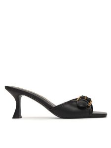 Guess Klapki FLJDI3 ELE03 Czarny. Czarne klapki Guess, z aplikacjami, ze skóry, bez obcasa. Za 407,99 zł.