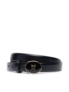 PINKO Pasek Damski Round Enamel H2 Belt 20252 PLT01 105466.A2QL Czarny. Czarne paski Pinko, bez wzorów, ze skóry. Za 369,99 zł.