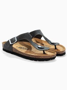 BACKSUN Skórzane japonki "Singapore" w kolorze szarym rozmiar: 36. Szare klapki Backsun, bez wzorów, z otwartym noskiem, bez obcasa. Za 130,99 zł.