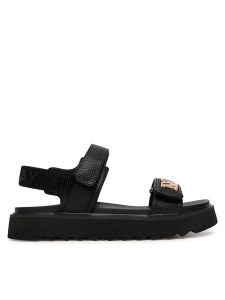 REPLAY Sandały GWF5D .000.C0009S Czarny. Czarne sandały Replay, bez wzorów, ze skóry, bez obcasa, na płaskiej podeszwie, bez zapięcia. Za 309,99 zł.