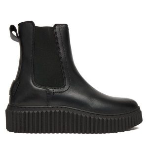 Sztyblety Marc O'Polo. Czarne botki Marc O'Polo, bez wzorów, bez obcasa, na płaskiej podeszwie, bez zapięcia. Za 589,99 zł.