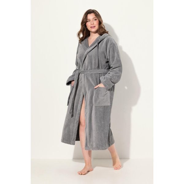 Damskie Szlafrok kaptur pasek trapezowy fason frotte. Fioletowe szlafroki Ulla Popken, plus size, bez wzorów, z bawełny, plus size, bez kaptura. W wyprzedaży za 262,99 zł.