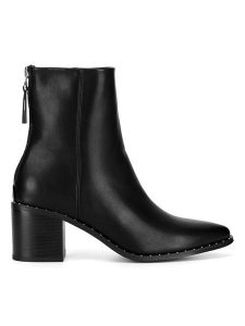 DeeZee Botki CEO-HY17367-1 Czarny. Czarne botki DeeZee, bez wzorów, z materiału, bez obcasa, na słupku, bez zapięcia. Za 179,99 zł.