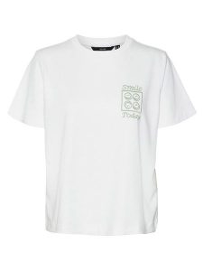 Vero Moda Koszulka w kolorze białym rozmiar: S. Białe bluzki Vero Moda, s, bez wzorów, z bawełny, bez kołnierzyka, bez ramiączek. Za 68,45 zł.