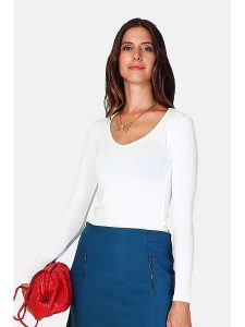 ASSUILI Koszulka w kolorze białym rozmiar: 38. Białe bluzki Assuili, bez wzorów, klasyczne, bez kołnierzyka, bez ramiączek. Za 73,93 zł.