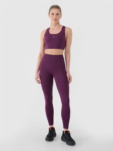 4F Legginsy treningowe z wysokim stanem damskie - fioletowy XL. Fioletowe legginsy 4f, bez wzorów, z dzianiny, z podwyższonym stanem. W wyprzedaży za 79,99 zł.