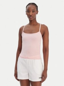 Guess Top E6GP02 J1314 Różowy Regular Fit. Czerwone topy Guess, xl, z aplikacjami, z bawełny, bez kołnierzyka, bez ramiączek. Za 139,99 zł.