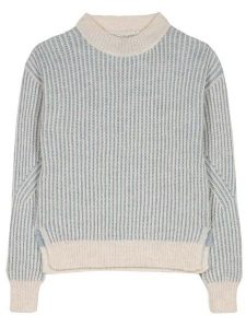Herrlicher Sweter "Liannie" w kolorze kremowo-niebieskim rozmiar: XS. Brązowe swetry oversize Herrlicher, xs, bez wzorów, ze splotem, bez ramiączek. Za 140,53 zł.
