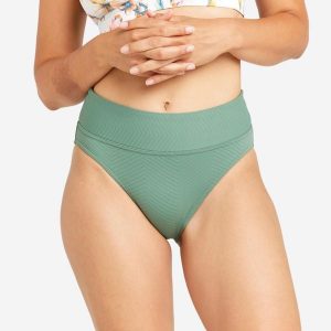 Dół kostiumu kąpielowego surfingowego damski Decathlon Nora. Zielone bikini DECATHLON, bez wzorów. Za 69,99 zł.